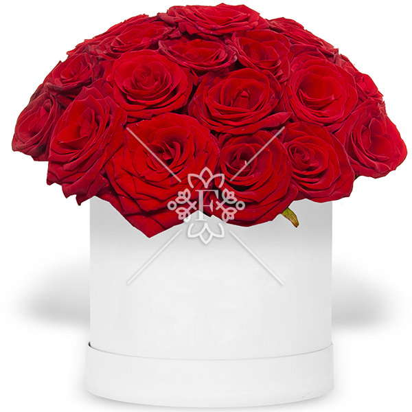 Всё о любви - композиция из алых роз